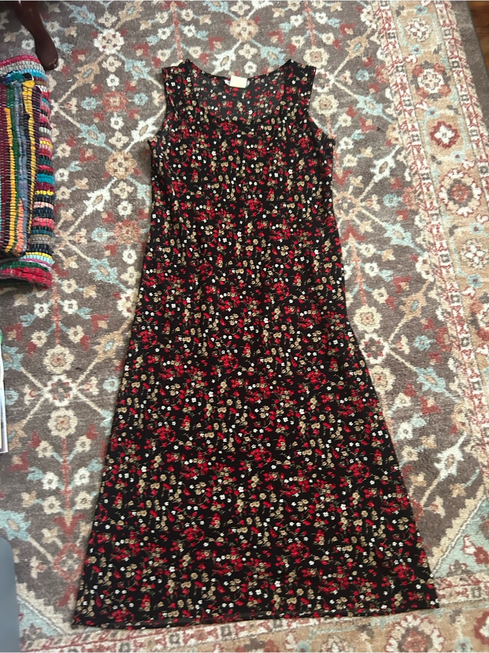90s Dress Barn Sleeveless Black Floral Dress
